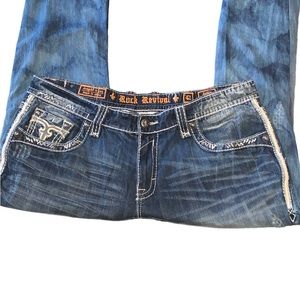 Rock Revival Aubin Relaxed Straight (Blue) Jean Size 42